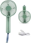 Handheld Electric USB Fans Outdoor Fan with 3 Adjustable Speeds Rechargeable 1200 mAh Fold-able Handle Desktop for Office Outdoor Household Traveling Green