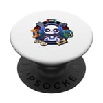 Retro Gaming Panda Funny Gamer Graphic PopSockets PopGrip Interchangeable
