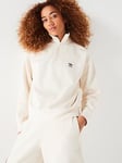 adidas Originals Womens Half Zip Sweatshirt - White, White, Size L, Women
