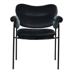 Fogia - Bollo Dining Chair Tyg Ritz Trend 0705/RAL 9005 - Matstolar - Naturmaterial/Metall/Trä/Syntetiskt