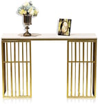 Home Accessories Table Gold Sofa Console Table Marble Entry Table Hall Table TV Console Table with Faux Marble Top and Gold Metal Frame for Living Room Entryway Bedroom White 31 * 118 * 29.5in