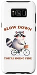 Coque pour Galaxy S8+ Raccoon Slow Down Relax Breathe Self Care You're Ok Vélo