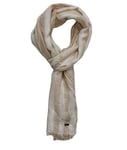 New Hugo Boss mens woman unisex beige striped cotton wool neck suit Italy scarf
