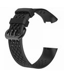 Aquarius Holes Silicone Watch Band for Fitbit Charge 3 Black Large - One Size