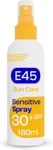 E45 Sun Body Cream Spray for Sensitive Skin - Hydrating Sun Spray with very high