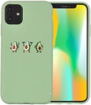 YCCY Silicone Light Green Phone Case Cover Lovely Cute Small Cartoon Avocado Bodybuilding Fitness Phone Case Cover Bumper Avocado Green Protective Shell Compatible for iPhone 12