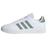 adidas Homme Grand Court Base 2.0 Sneakers, Ftwr White Silver Green Bold Gold, 46 EU