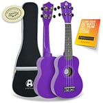 A-Star Soprano Beginner Ukulele in Purple with Premium Aquila Strings, FREE Padded Bag, Instrument for Adults/Kids with FREE 1 Month Online Lessons