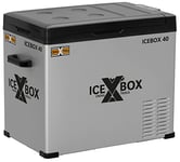 CROSS TOOLS ICEBOX 40 Glacière Électrique à Compresseur pour le Camping et les Voyages avec Commande par App Réfrigération à -20° C, 230 V/ 12 V/ 24 V Dimensions 65 x 37,5 x 42,7 cm Couleur Argent