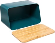 Five Bin Storage Bread Integrated Chopping Board With Lid Petrol Blue 