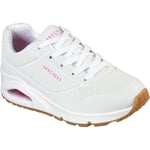 Skechers Children Uno Stand On Air Sports Shoes  in White Pink Size 1.5-13.5