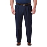 Haggar Men's Premium Comfort Classic Fit Pleat Front Pant Reg. and Big & Tall Sizes Dress, Blue Bt, 46W x 30L