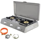 NSD-3C Stainless Steel Camping Gas Cooker 3 Lamps + Lid With Flame Failure