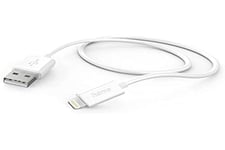 Hama Câble iPhone USB-A Lightning (Câble de charge/transfert de données/Data, USB-A 2.0 mâle vers Lightning, 1m, Certifié MFI, 480 MBit/s, iPad/iPhone 13/12/11/XS/XR/X/8/7/7+/6s/6/5/SE2020) Blanc