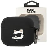 Karl Lagerfeld KLA3RUNCHK veske for AirPods 3 veske - svart Silikon Choupette Head 3D
