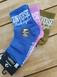 3 Pairs Womens CONVERSE QUARTER Pink Blue Khaki Flat Knit Trainer Socks Con1