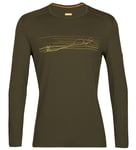 Icebreaker - Oasis LS Crewe Ski Stripes Men herr-T-shirt - Loden-069 - XL