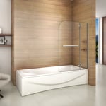 Aica Sanitaire - Pare baignoire 120x140cm paroi de douche pivotante à 90 degré securit avec porte-serviette