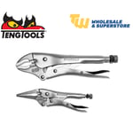 Teng 2pc Power Grip Plier Set with 6in Long Nose & 10in Round Mole Grips 402