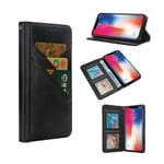 Apple iPhone XS wallet style leather flip case - Black Svart