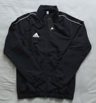 Adidas Track Tracksuit Jacket Top Mens Small Black Full Zip Loose Fit Mesh Lined