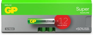 GP Super Alkaline G-TECH AAA/LR03 Batterier 12-Pack