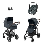 MAXI COSI Essential Pebble Plaza Plus barnvagn Graphite inkl. bilbarnstol S Tonal Graphite och adapter Baby Black