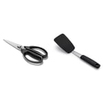 OXO Good Grips Kitchen & Herb Stainless Steel Scissors & Good Grips Silicone Flexible Turner, Black
