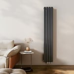 EMKE Radiateur Petit, 1800x300 mm, Radiateur Vertical, Radiateur Plat Étroit pour Salle de Bain, Conception à Raccordement Central, Radiateur à Panneaux Double, 911 Watts, Anthracite