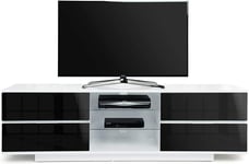 Homeology Avitus Premium Gloss White with 4-Black Drawers 32"-65" TV Cabinet
