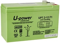 U-Power Batterie Plomb AGM 12V 7.2Ah F1 4,8mm