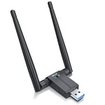 CSL - Clé USB 3.2 Gen1 1300 Mbps Dual Band - WiFi 2.4 + 5Ghz 2 x 5dBi Antennes Externe Mini Adaptateur Stick Wireless LAN WiFi Dongle Haute Vitesse pour PC avec Windows 7-11