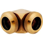 Corsair Hydro X Series XF Hardline 90 Degree 12mm OD Fittings, Twin Pack (Solid Brass Durability, Quality Finish, Double O-Ring Hardline Compression Design, Easy 12mm Diameter Tubing Fitting) Gold