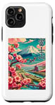 Coque pour iPhone 11 Pro Poster de voyage vintage du Japon Mount Fuji