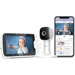 Hubble Connected Nursery Pal Cloud Babyphone caméra connecté avec écran 5 pouces, veilleuse 7 couleurs, vision nocturne infrarouge, capteur de température ambiante et application mobile