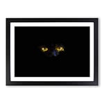 Big Box Art Eyes of a Cat in Abstract Framed Wall Art Picture Print Ready to Hang, Black A2 (62 x 45 cm)