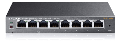 TP-Link 8-port Gigabit Easy Smart Switch, PoE 55W, 802.3af, metall, sv