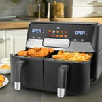 9L Dual Air Fryer Smart Frying Cooker Oilless Oven Low Fat Healthy Kitchen 1700W