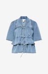Y.A.S - Blus yasScala SS Denim Top - Blå