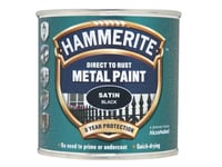 Hammerite Direct to Rust Satin Finish Metal Paint Black 250ml HMMSFSB250