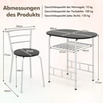 3 stycken Matgrupp köksbord & Stolar med vinställ Platsbesparande sittgrupp Matsalsgrupp silver