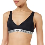 Emporio Armani Underwear Women's Padded Bralette Iconic Microfiber Bra, Black, M