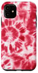 Coque pour iPhone 11 Rouge Tie-Dye Spirale Tie Dye Design Red Hippie Summer Vibes