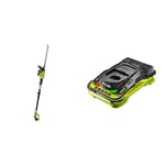 Ryobi ONE+ 18V OPT1845 Cordless Pole Hedge Trimmer, 45cm Blade (Body Only) & RC18150 18V ONE+ Cordless 5.0A Battery Charger