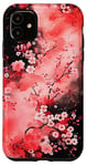 Coque pour iPhone 11 Art Japonais Rose Magenta Rouge Fleurs De Cerisier Nature Art