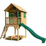AXI - Sarah Maison Enfant avec Bac à Sable & Toboggan vert Aire de Jeux pour l'extérieur en marron & vert Maisonnette / Cabane de Jeu en Bois fsc