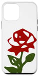 iPhone 12 mini Minimalist small red rose with green leaves Case