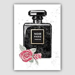 Artze Wall Art Perfume Noir Red Roses 2 Art Print Poster, 40 cm Width x 50 cm Height, Black Marble
