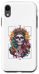 Coque pour iPhone XR Carte de tarot squelette rétro reine soleil dans le dos, style été