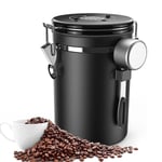 Kaffekanna Lufttät 500g Kaffebönor, 1.8L Bönbehållare, Vakuumkaffekanna Förvaringsburk med Sked Kompatibel med Malet Kaffe, Te, Kakao